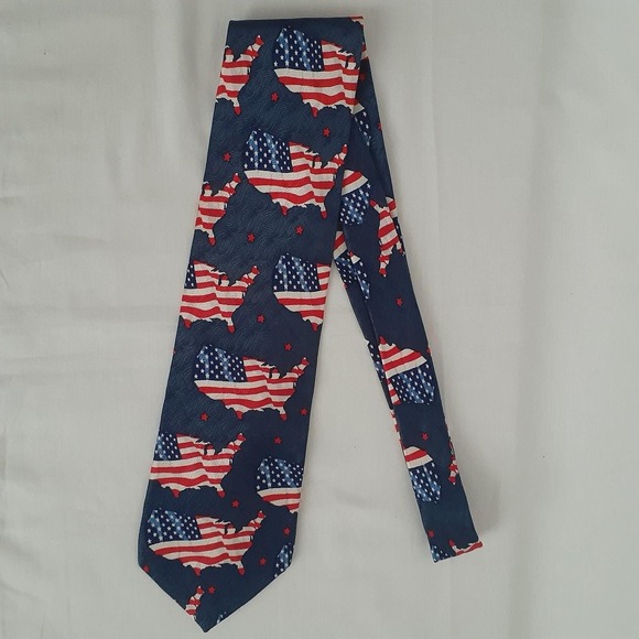 RM Style "USA with Flag" Silk Neck Tie Vintage 1999 Ralph Martin & Co 32629 Rare - Picture 5 of 10